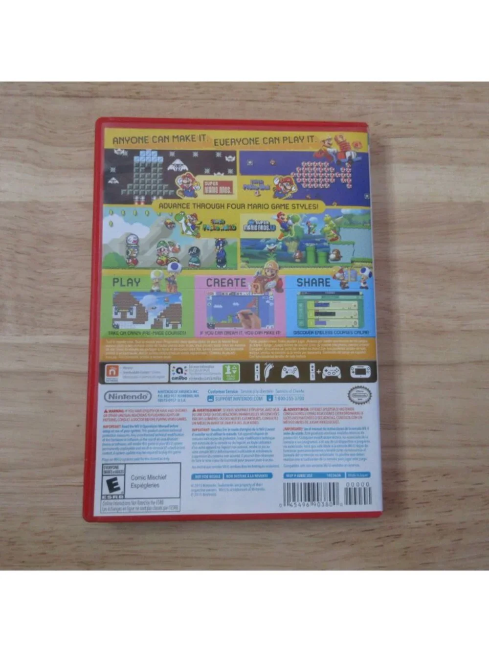 Super Mario Maker (Nintendo Wii U, 2015) with box and insert
